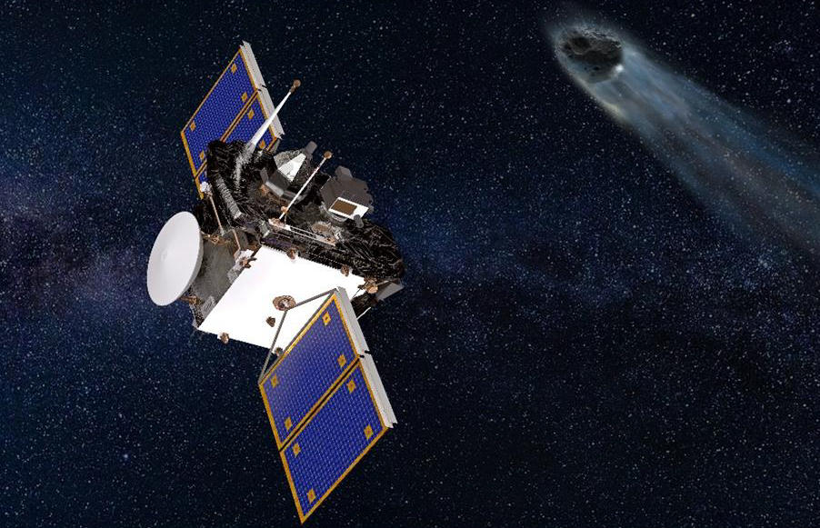 Nave Comet Interceptor la sonda de Sener (pirámide octogonal superior) preparada para ser lanzada al cometa